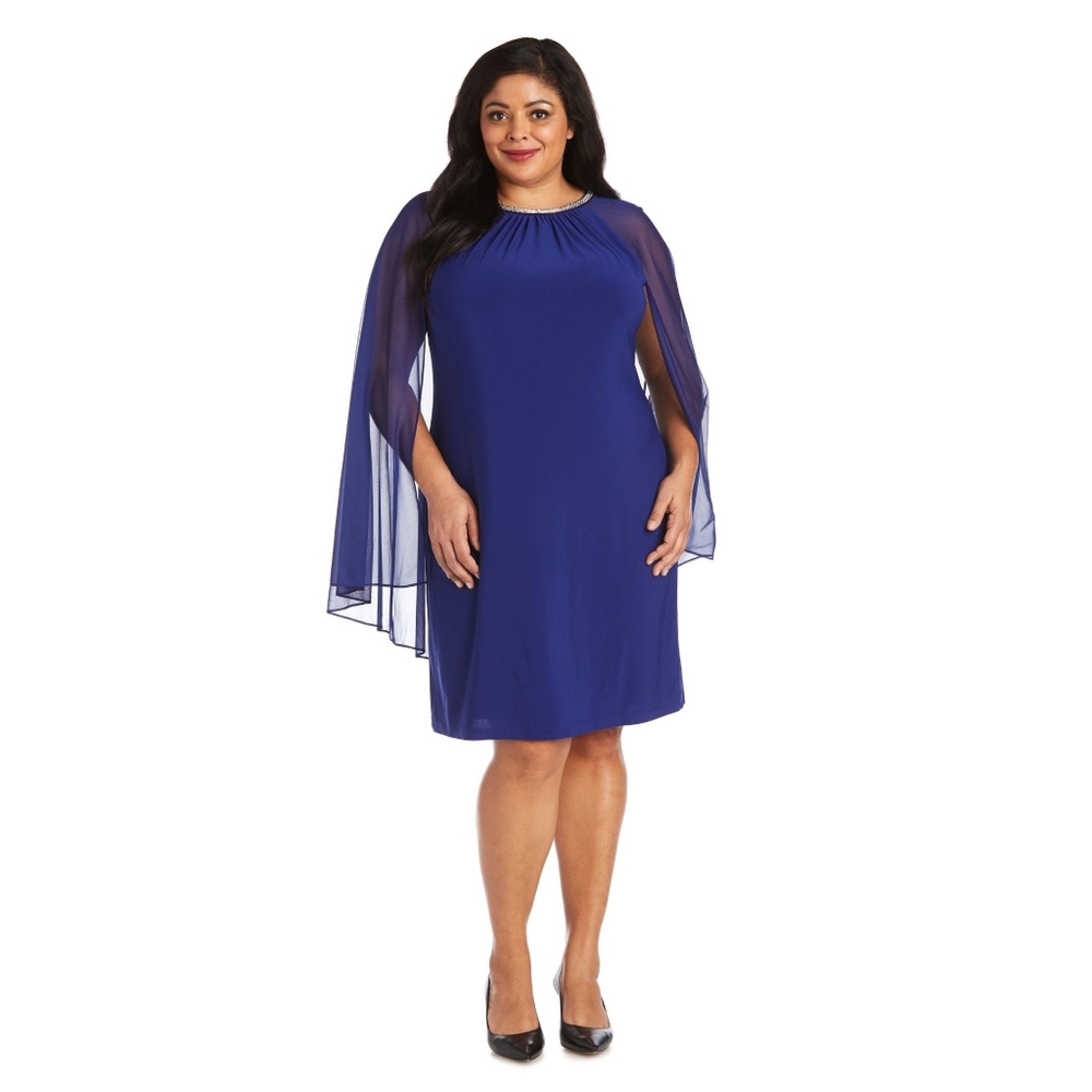 R & M RICHARDS PLUS SIZE CAPE DRESS - Picture 2 of 7